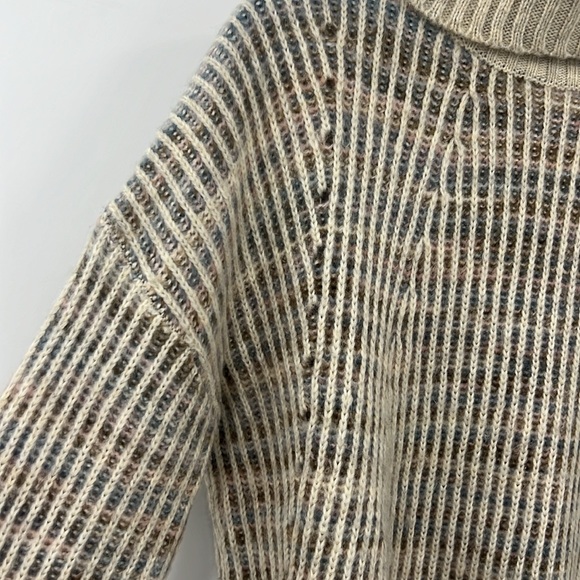 EVEREVE Roan + Ryan Madison Turtleneck Raised Knit Sweater SZ M beige & multiple - Picture 5 of 10